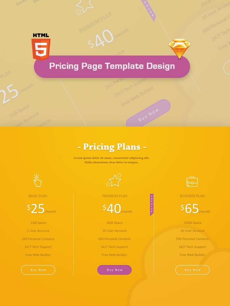 Pricing Page Template Design