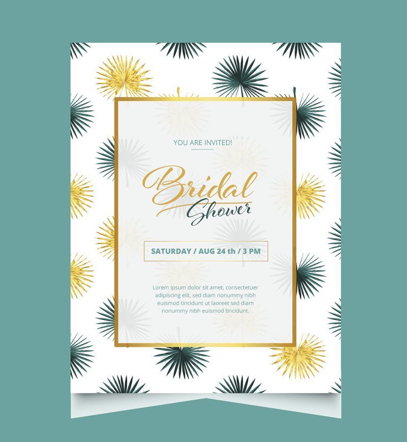 Leafy Bridal Shower Invitation Design