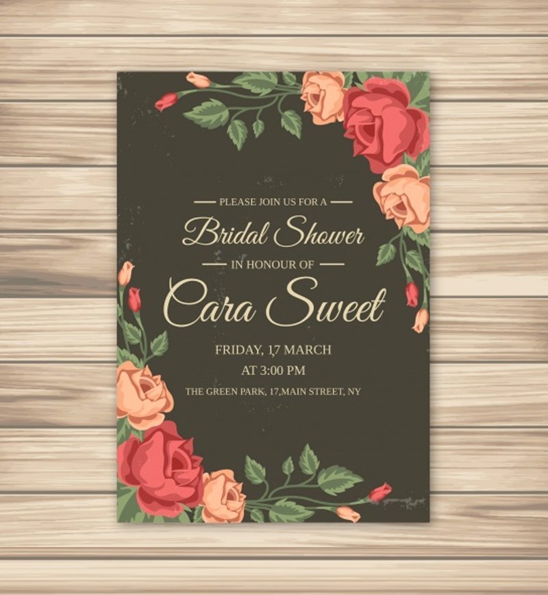 Bridal shower invitation with roses