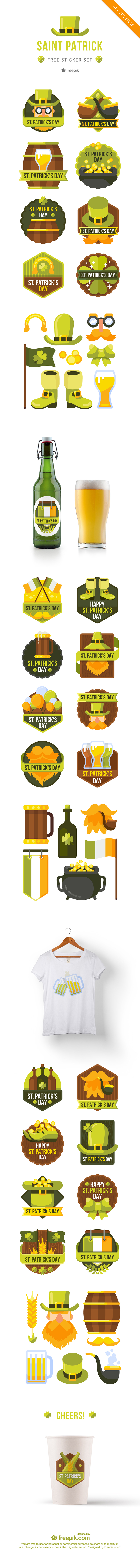 Saint Patrick Free Sticker Set